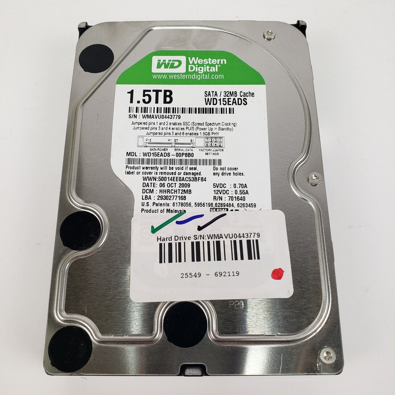 Western Digital Green 1.5TB 3.5" SATA HDD | Grade A - ShopComprenew