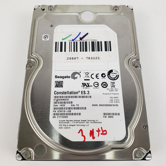 Seagate Constellation ES.3 3TB 3.5" SATA HDD | Grade A