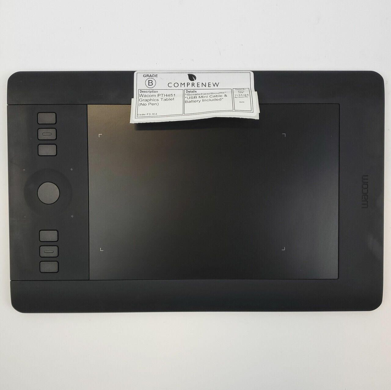 Wacom PTH-451 Intuos Pro Graphics Tablet (No Pen) w/ Dongle + Adapter | Grade B - ShopComprenew