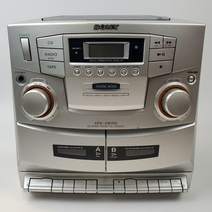 Sony CFD-ZW755 Boombox CD/Dual Cassette/Radio Stereo System | Grade D