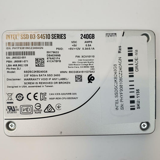 Intel SSDSC2KB240G8 240GB 2.5" SATA Internal SSD | Grade A